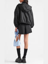 Re-Nylon Crop Hooded Jacket Black - PRADA - BALAAN 6