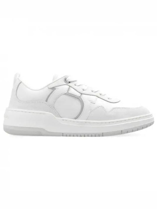 Gancini Leather Low Top Sneakers White - SALVATORE FERRAGAMO - BALAAN 2