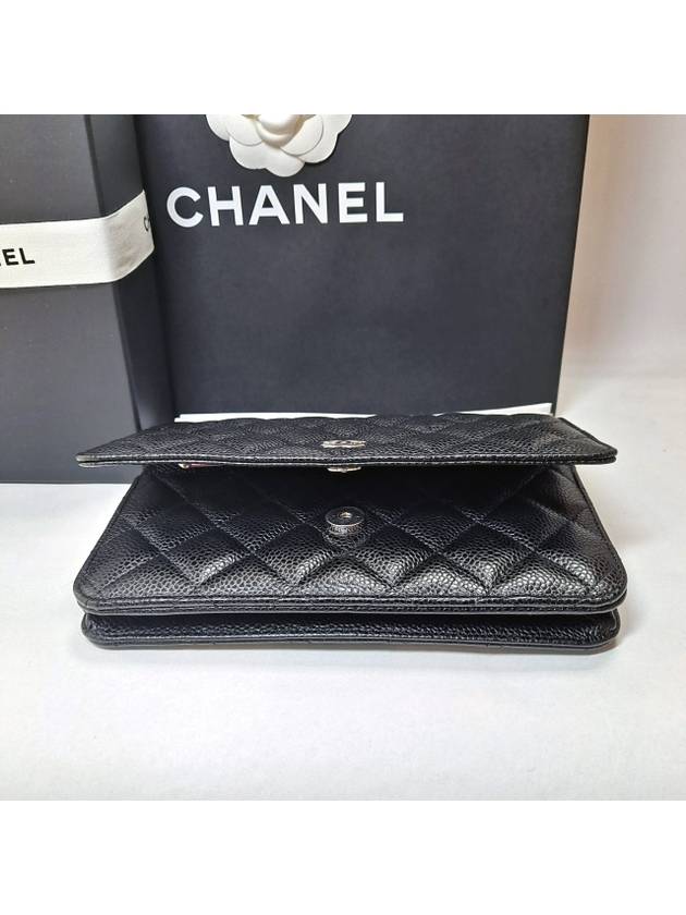 Classic Crossbag On Chain Grained Calfskin & Silver Black - CHANEL - BALAAN 7