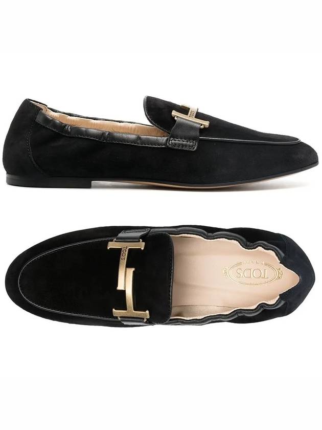 Women's Double T Loafer Black - TOD'S - BALAAN.