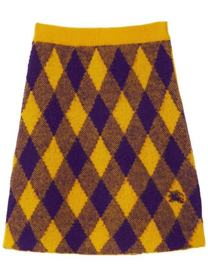 Argyle Check Pattern Knit A-Line Skirt Yellow - BURBERRY - BALAAN 2