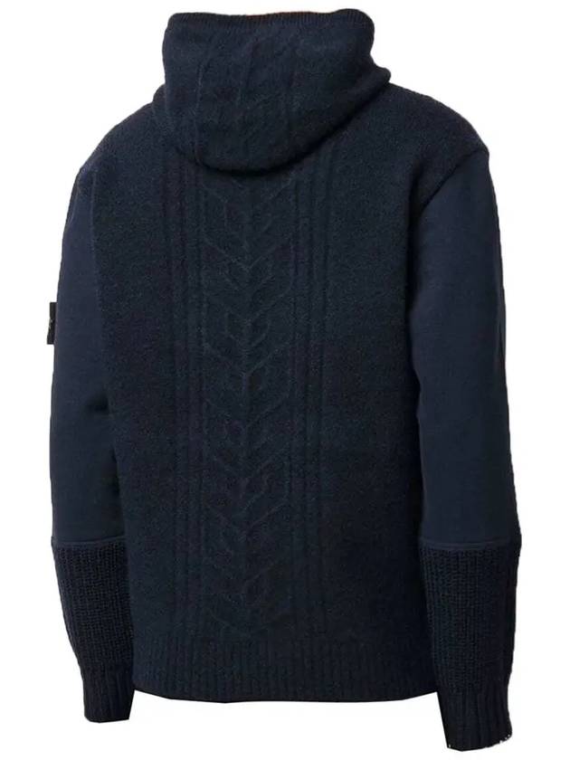 Wappen Patch Knit Zip Up Hoodie Navy - STONE ISLAND - BALAAN 4