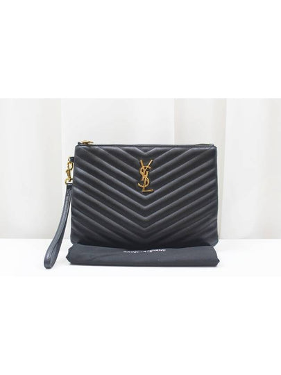 Monogram Matelasse Leather Clutch Black 379039 - SAINT LAURENT - BALAAN 2