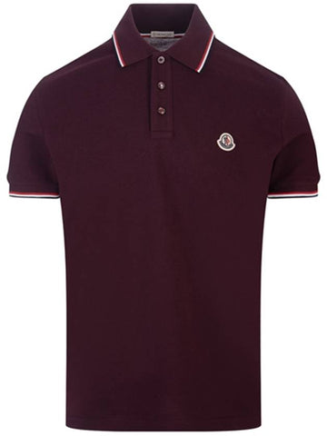 8A70300 84556 499 Chest patch threestripe neckline polo tshirt burgundy men's tshirt TTA - MONCLER - BALAAN 1