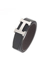 H Buckle 32MM Reversible Leather Belt Chocolate Black - HERMES - BALAAN.