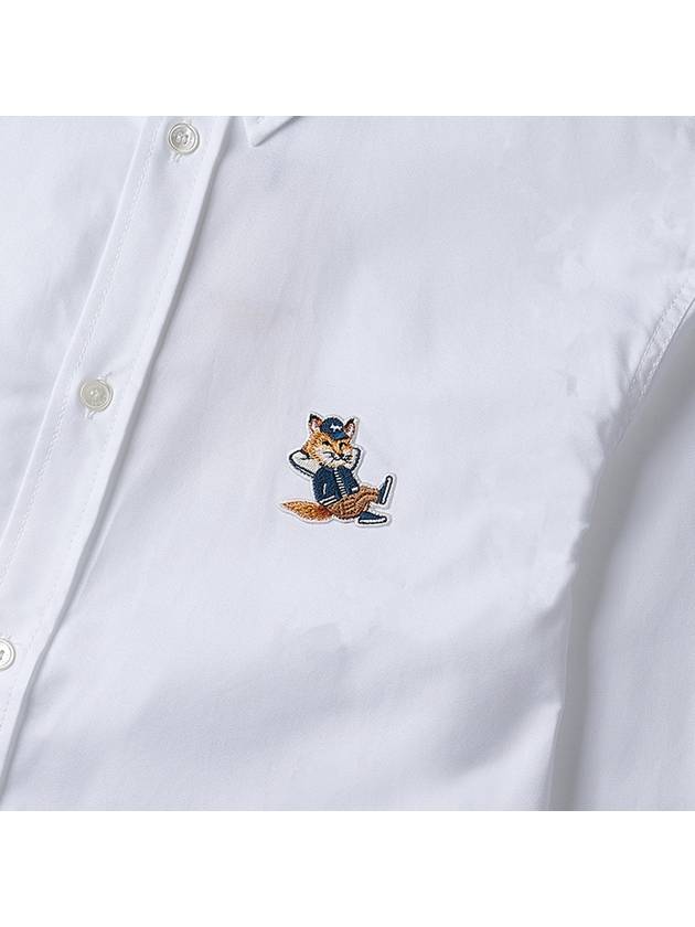 Maison Kitsune Men's Dressed Fox Patch Cotton Shirt KM00488WC2010 WH - MAISON KITSUNE - BALAAN 6