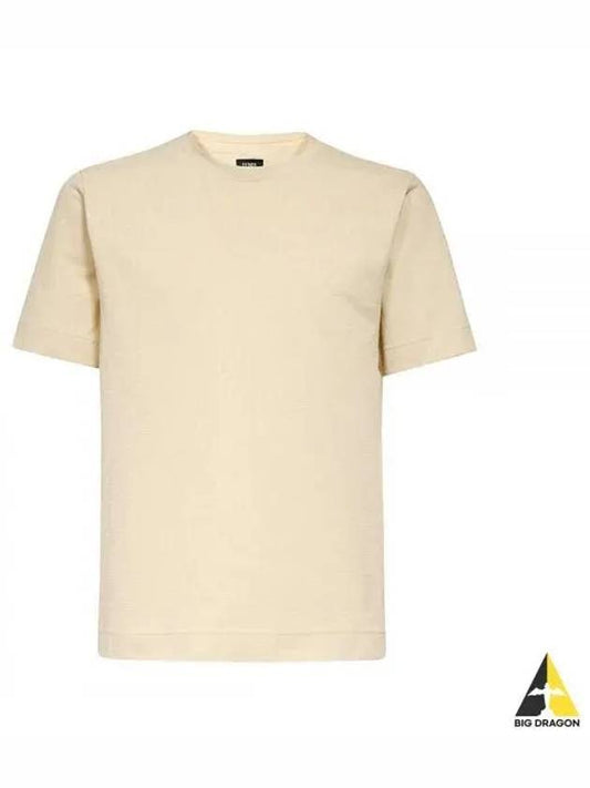 All-Over Logo Short Sleeve T-Shirt Beige - FENDI - BALAAN 2