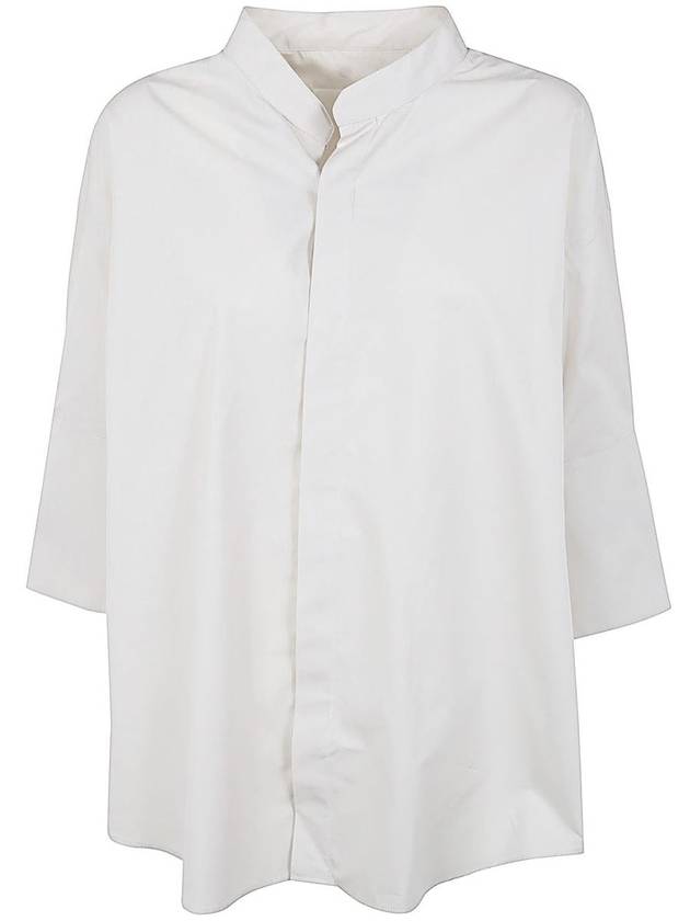 Mandarin Collar Short Sleeve Shirt White - AMI - BALAAN 2