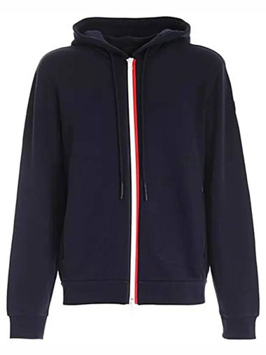 Men's Arm Logo Three Stripes Zip Up Hoodie Navy - MONCLER - BALAAN 1