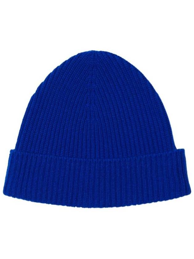 Embroidered Logo Ribbed Cashmere Beanie Blue - BURBERRY - BALAAN 4