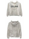 Lettering Logo Cotton Fleece Hoodie White - CELINE - BALAAN 5