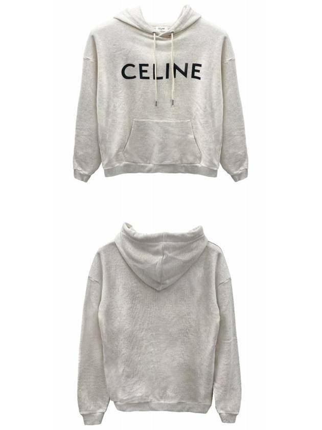 Lettering Logo Cotton Fleece Hoodie White - CELINE - BALAAN 5