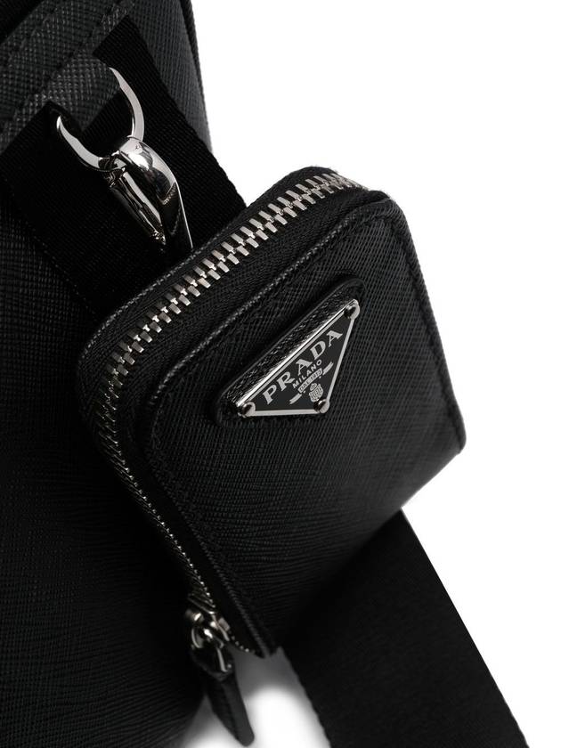 triangle logo leather shoulder bag black - PRADA - BALAAN 6