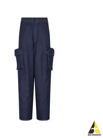 Contrast stitching cargo pants blue CRTWMBOT033 COT036 - SUNNEI - BALAAN 1