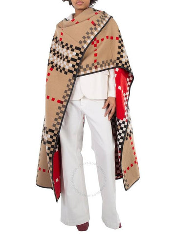 Burberry Archive Beige Pixel Check Cashmere Cape - BURBERRY - BALAAN 1