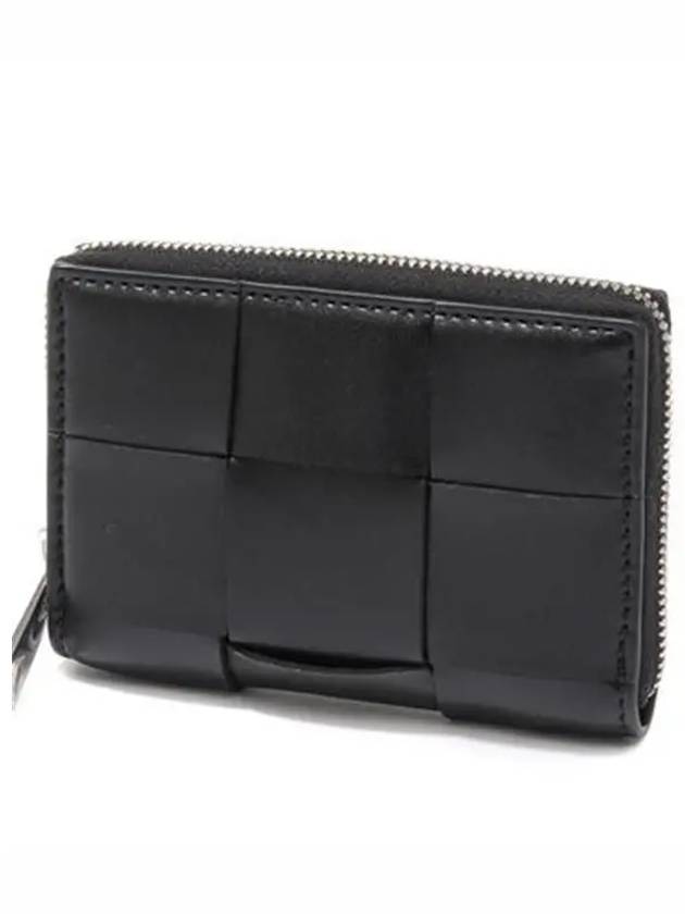 Cassette Zipper Leather Coin Purse Black - BOTTEGA VENETA - BALAAN 5