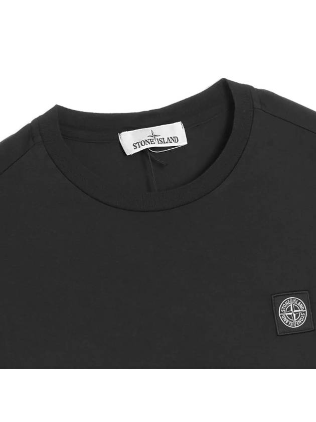 Logo Patch Cotton Long Sleeve T-Shirt Black - STONE ISLAND - BALAAN 5