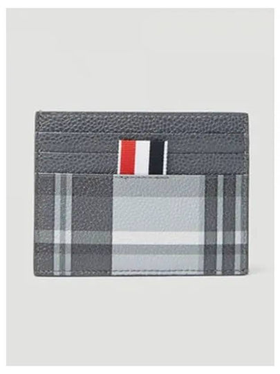 4-Bar Madras Pebble Grain Leather Card Wallet - THOM BROWNE - BALAAN 2