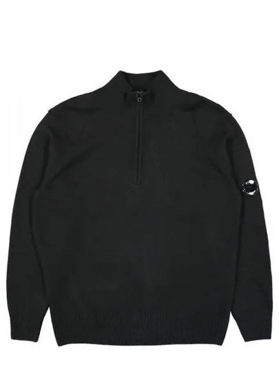 Lambswool GRS Half Zipped Knit Top Black - CP COMPANY - BALAAN 2