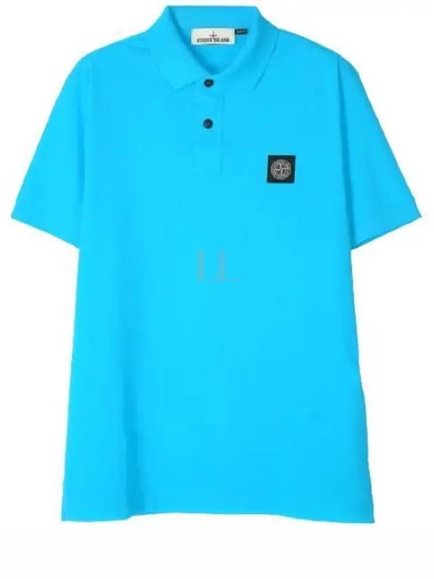 Men's Logo Patch Cotton Polo Shirt Blue - STONE ISLAND - BALAAN 2