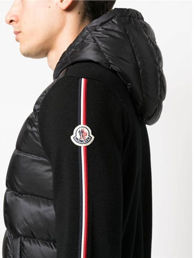 Logo Patch Padded Wool Hooded Jacket Black - MONCLER - BALAAN 6