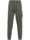 Compass Patch Cotton Track Pants Dark Green - STONE ISLAND - BALAAN 1