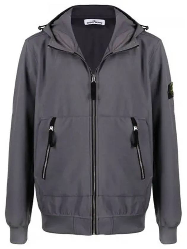 Men's Light Soft Shell R Hooded Jacket Dark Grey - STONE ISLAND - BALAAN 2