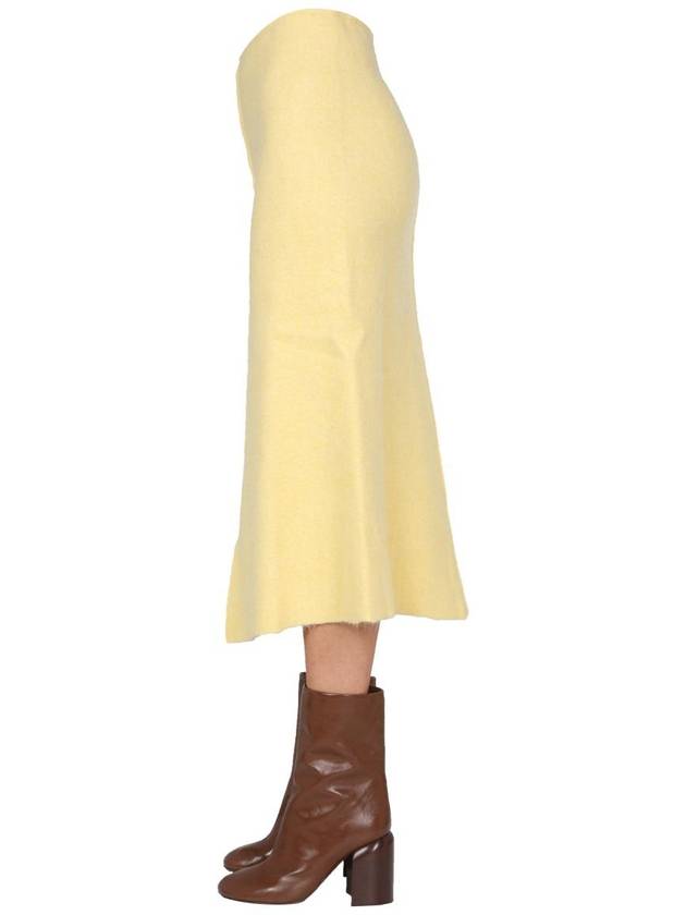 Wool Midi A-Line Skirt Yellow - JIL SANDER - BALAAN 4