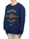 Firenze 1921 Cotton Sweatshirt Blue - GUCCI - BALAAN 3