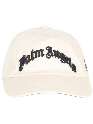 Palm Angels Curved Logo Cap Off White - Black - PALM ANGELS - BALAAN 1