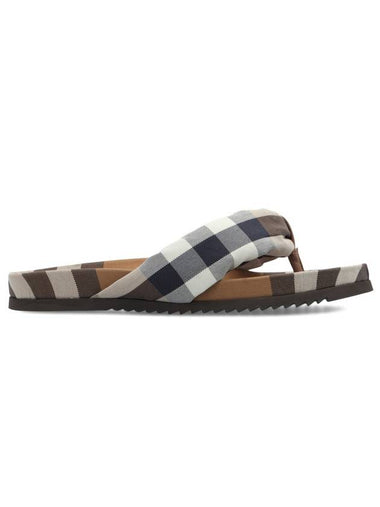 Check Pattern Cotton Flip Flops Brown - BURBERRY - BALAAN 1