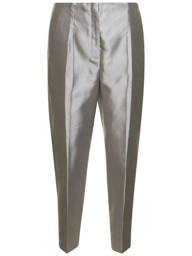 Grey Cigarette Pants In Silk Woman - THEORY - BALAAN 1