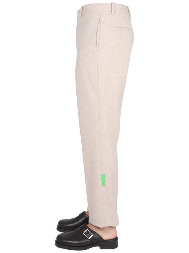 Slim Fit Tag Wool Straight Pants Beige - OFF WHITE - BALAAN 5