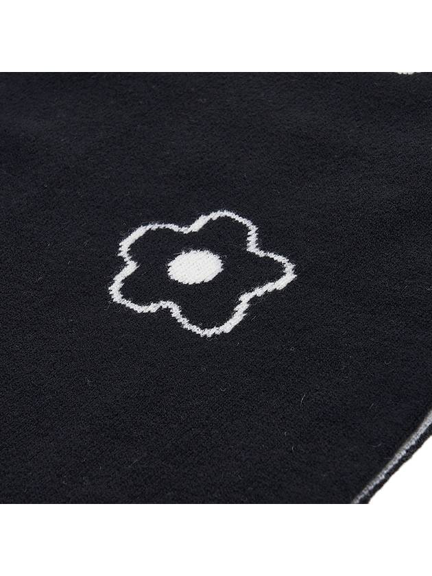 Stamp Boke Flower Motif Wool Scarf Black - KENZO - BALAAN 7