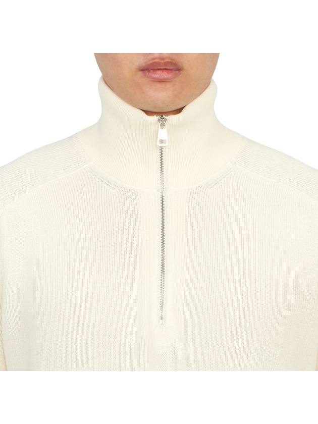 Cotton Cashmere Half Zip Knit Top White - MONCLER - BALAAN 7