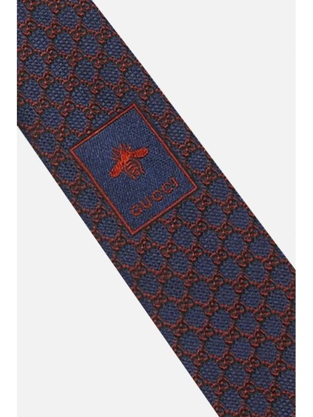 GG Silk Jacquard Neck Tie Navy Red - GUCCI - BALAAN 4