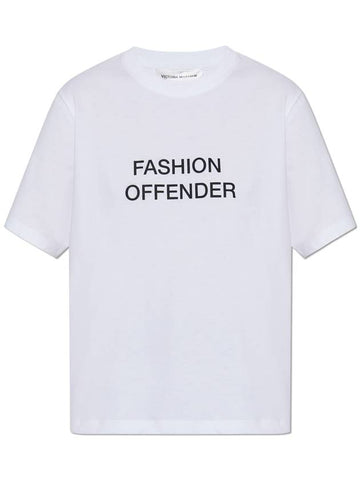 Victoria Beckham T-shirt With Print, Women's, White - VICTORIA BECKHAM - BALAAN 1