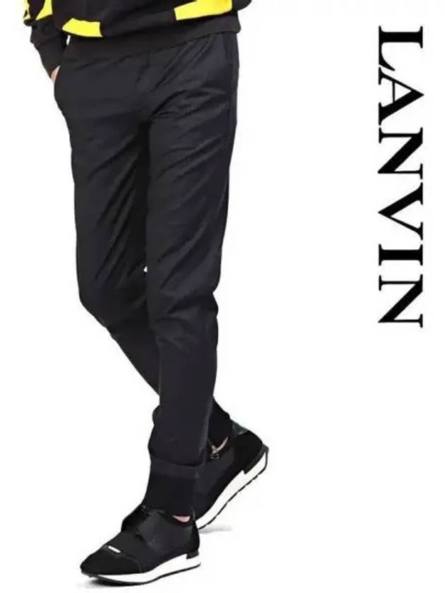 Striped Banding Zipper Jogger Slacks Black - LANVIN - BALAAN 2