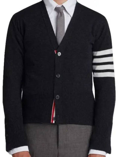 Men's Diagonal Classic Cashmere Cardigan Dark Grey - THOM BROWNE - BALAAN 2