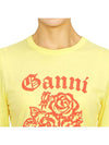 Cotton Flower Logo Short Sleeve T-Shirt Yellow - GANNI - BALAAN 7