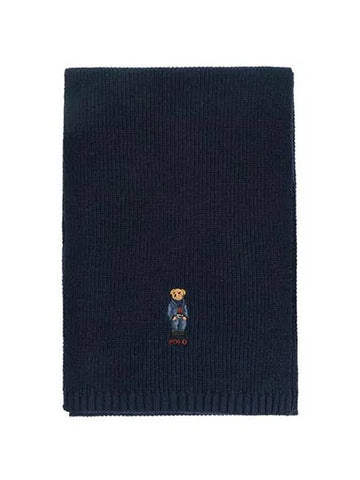 Bear Rib Knit Scarf Navy - POLO RALPH LAUREN - BALAAN 1