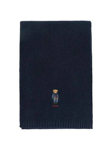 Bear Rib Knit Scarf Navy - POLO RALPH LAUREN - BALAAN 1