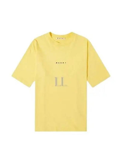 Logo Cotton Short Sleeve T-Shirt Yellow - MARNI - BALAAN 2