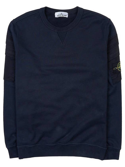 Garment Dyed Double Pocket Brushed Cotton Fleece Sweatshirt Navy - STONE ISLAND - BALAAN 2