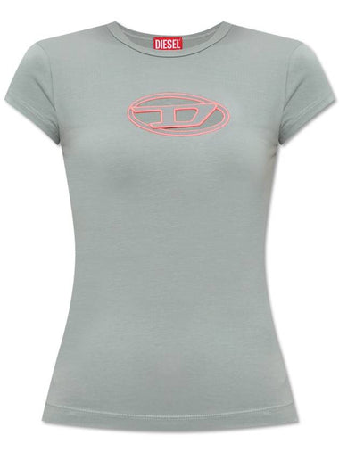 T Angie Peekaboo Logo Short Sleeve T-Shirt Lele Grey - DIESEL - BALAAN 1