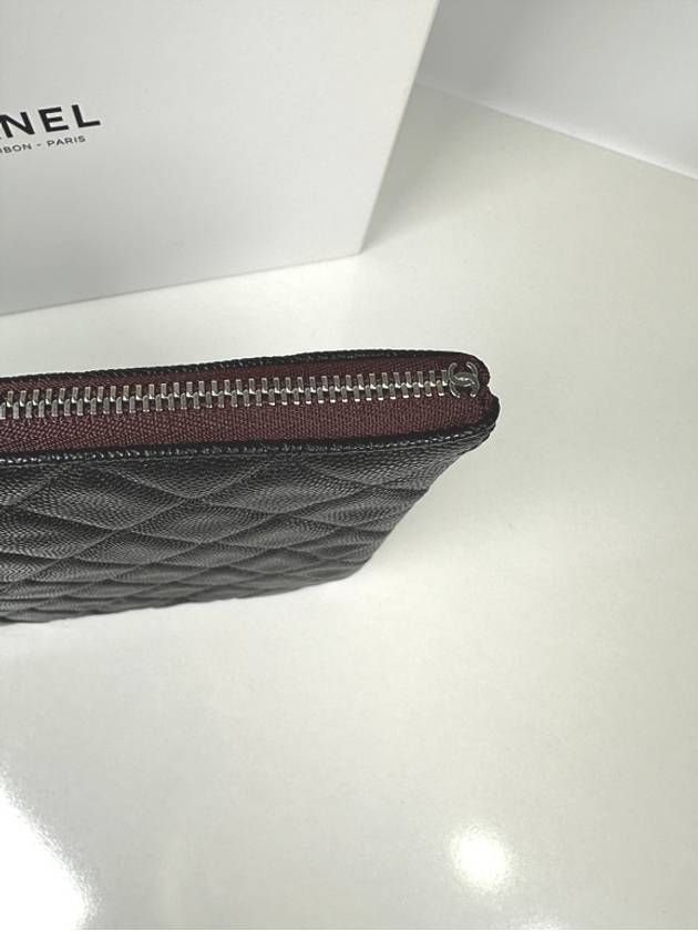 Cambon Classic Medium Pouch Clutch Bag Caviar Silver - CHANEL - BALAAN 4