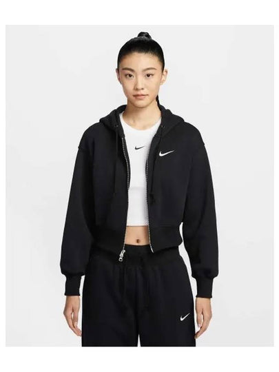 Sportswear Phoenix Fleece Crop Zip-Up Hoodie Black - NIKE - BALAAN 2