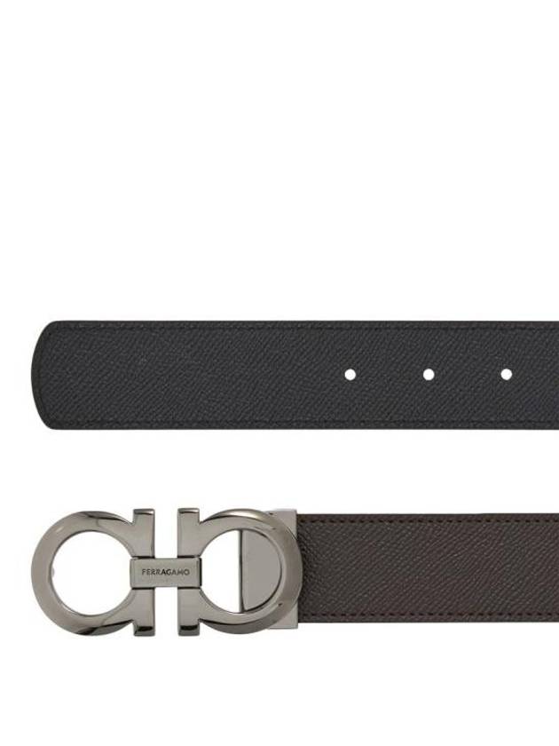 Gancini Reversible Adjustable Leather Belt Black - SALVATORE FERRAGAMO - BALAAN 3