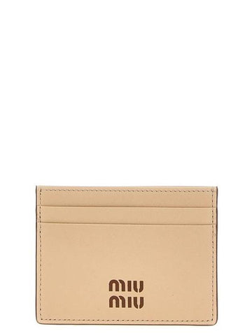 Logo Leather Card Wallet Code Cognac - MIU MIU - BALAAN 1