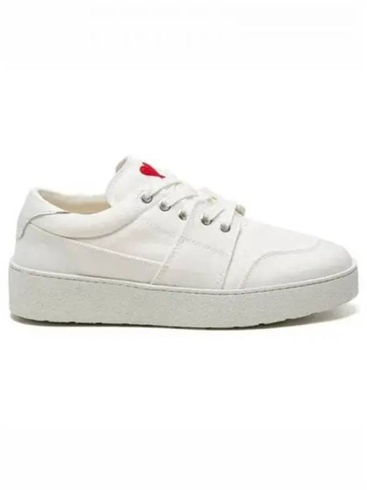 Heart Embroidered Denim Low-Top Sneakers White - AMI - BALAAN 2